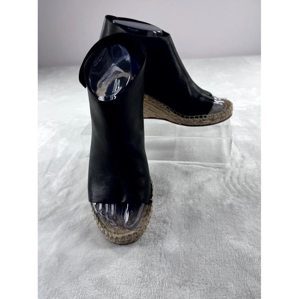 Celine Phoebe Wedge Espadrille Sandals Women's 5.5 Black Leather Wedge Heels